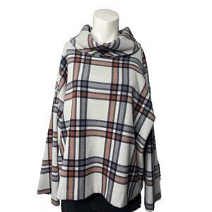 Kal Rieman Women's Top Size XL Plaid Long Sleeve Draped Neck